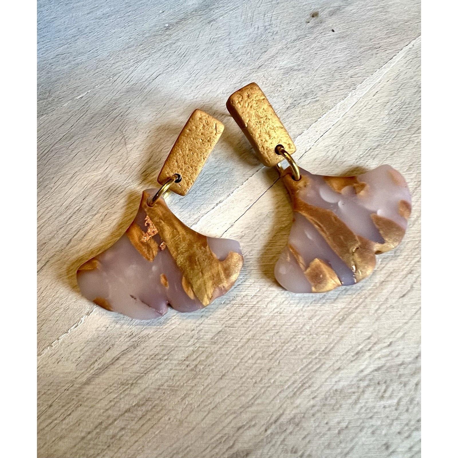 Earrings Statement Earrings Handcrafted Artwork Antique Gold Floral Ginkgo